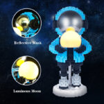 Holding The Moon Astronaut Micro Building Block Blue Luminous 1845pcs+ 4