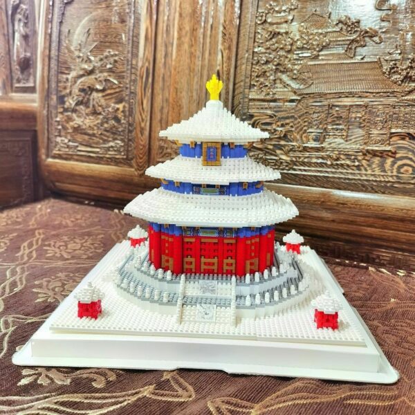 Lezi 8050 World Architecture Ancient Snow Temple of Heaven Winter 3D Mini Diamond Blocks Bricks Building Toy for Children no Box 5