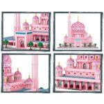 Lezi 8188 World Architecture Masjid Putra Mosque Pink Church Palace Mini Diamond Blocks Bricks Building Toy for Children no Box 5