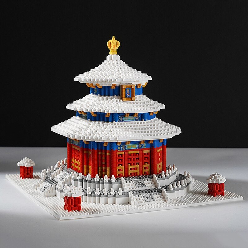 Lezi 8050 World Architecture Ancient Snow Temple of Heaven Winter 3D Mini Diamond Blocks Bricks Building Toy for Children no Box 2