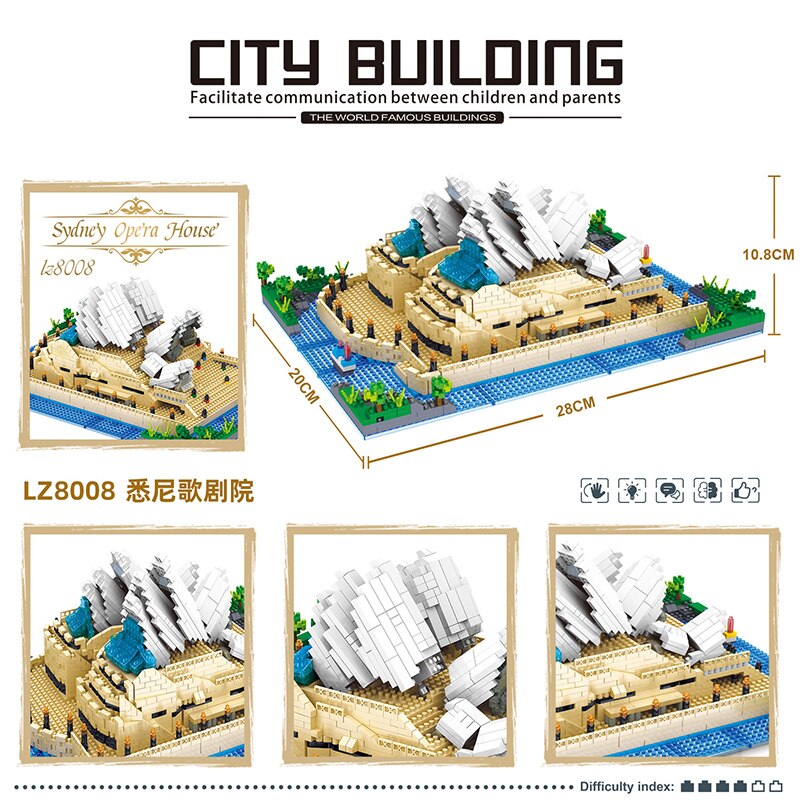Lezi 8008 World Architecture Sydney Opera House Ship Boat Tree Ocean Mini Diamond Blocks Bricks Building Toy for Children no Box 2