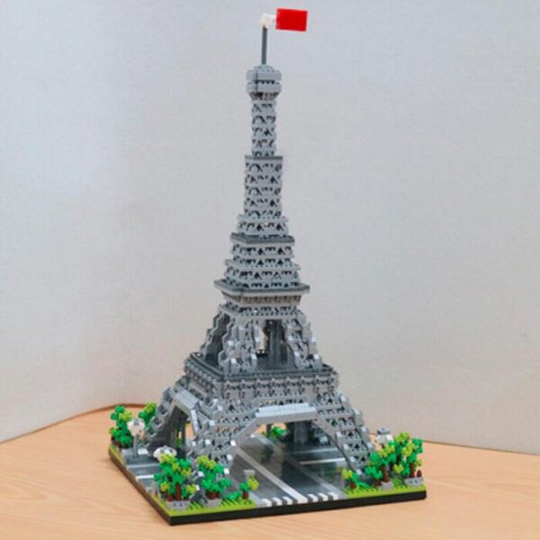 Lezi 8002 World Architecture France Paris Eiffel Tower 3D Model DIY Mini Diamond Blocks Bricks Building Toy for Children 3