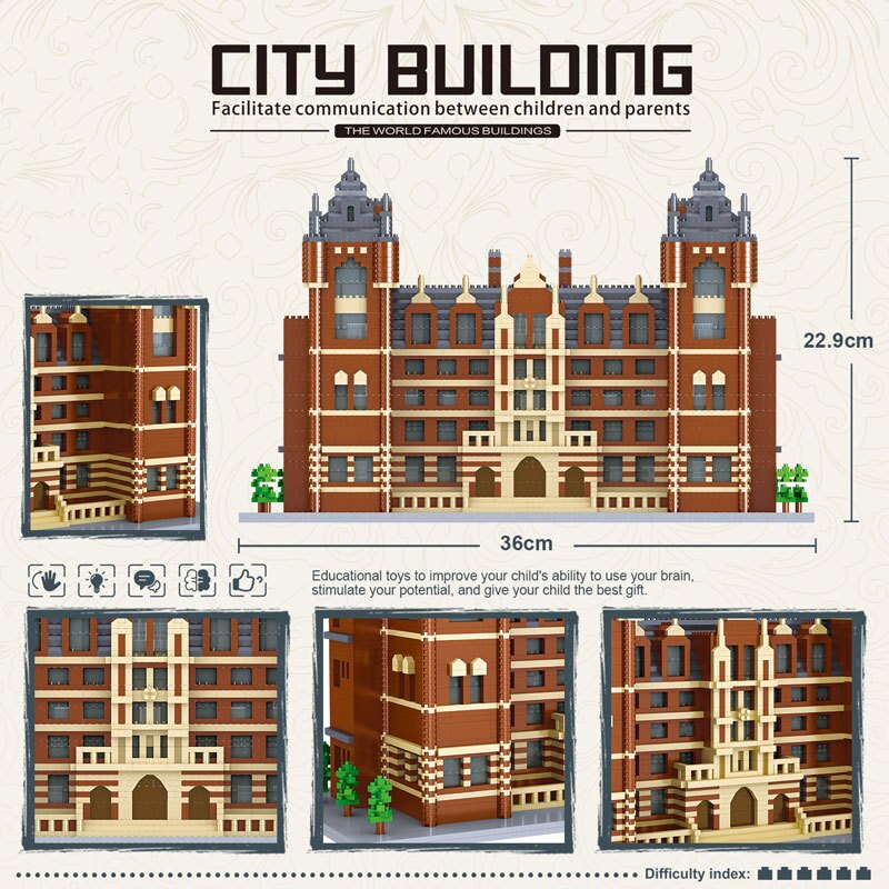Lezi 8035 World Architecture Royal College of Music School Model DIY Mini Diamond Blocks Bricks Building Toy for Children no Box 2