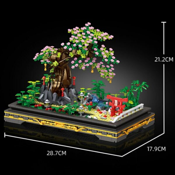 Lezi 00902 Architecture Pot Plant Sakura Tree Flower Bamboo Garden Yard DIY Mini Blocks Bricks Building Toy for Children no Box 4