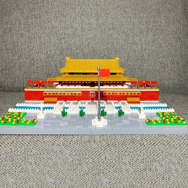Lezi 8016 World Architecture China Tiananmen Square Flag River Model Mini Diamond Blocks Bricks Building Toy for Children no Box 6