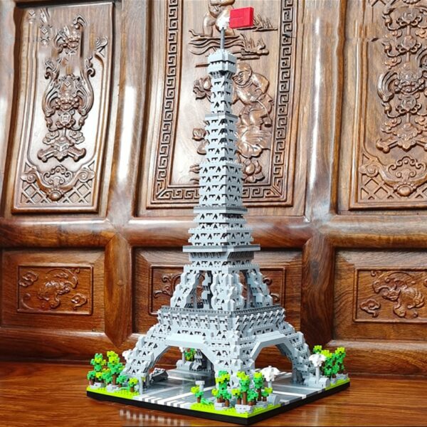 Lezi 8002 World Architecture France Paris Eiffel Tower 3D Model DIY Mini Diamond Blocks Bricks Building Toy for Children 6