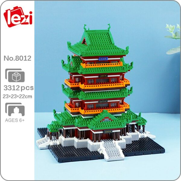 Lezi 8012 World Architecture China Ancient Tengwang Pavilion Tower Mini Diamond Blocks Bricks Building Toy for Children no Box 1