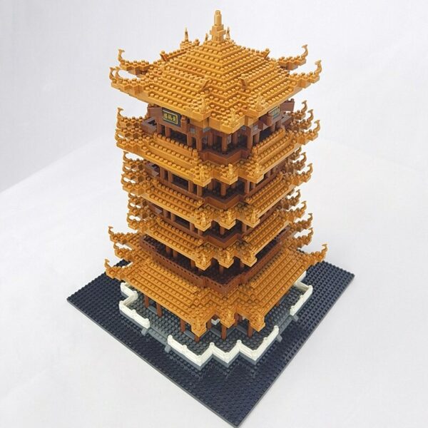 Lezi 8003 World Architecture Ancient Yellow Crane Tower Pagoda DIY Mini Diamond Blocks Bricks Building Toy for Children no Box 5