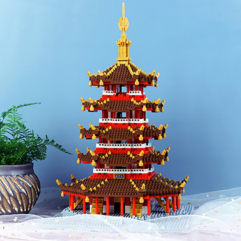 Lezi 8023 World Architecture Leifeng Tower West Lake Pagoda 3D Model Mini Diamond Blocks Bricks Building Toy for Children no Box 2