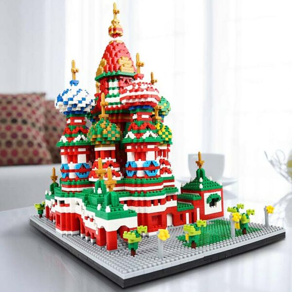 Lezi 8005 World Architecture Saint Basil's Cathedral Church 3D Model Mini Diamond Blocks Bricks Building Toy for Children no Box 5