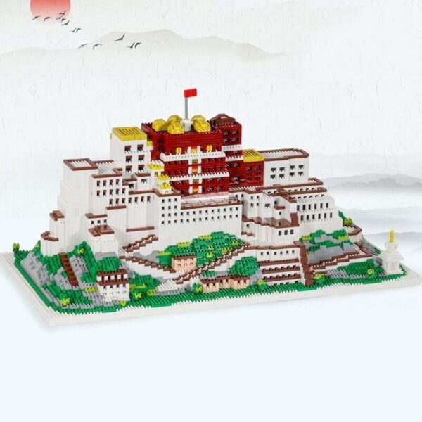 Lezi 8230 World Architecture Lhasa Potala Palace Flag Mountain Model Mini Diamond Blocks Bricks Building Toy for Children no Box 6
