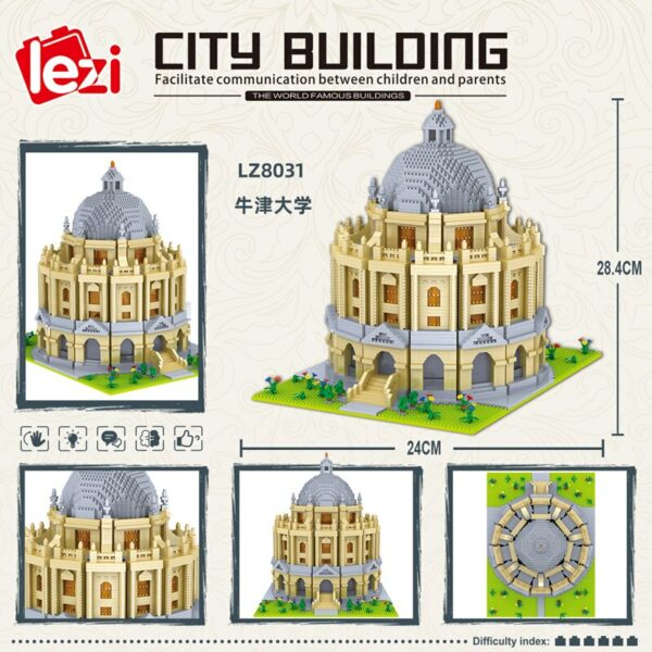 Lezi 8031 World Architecture Britain Oxford University School Model Mini Diamond Blocks Bricks Building Toy for Children no Box 4