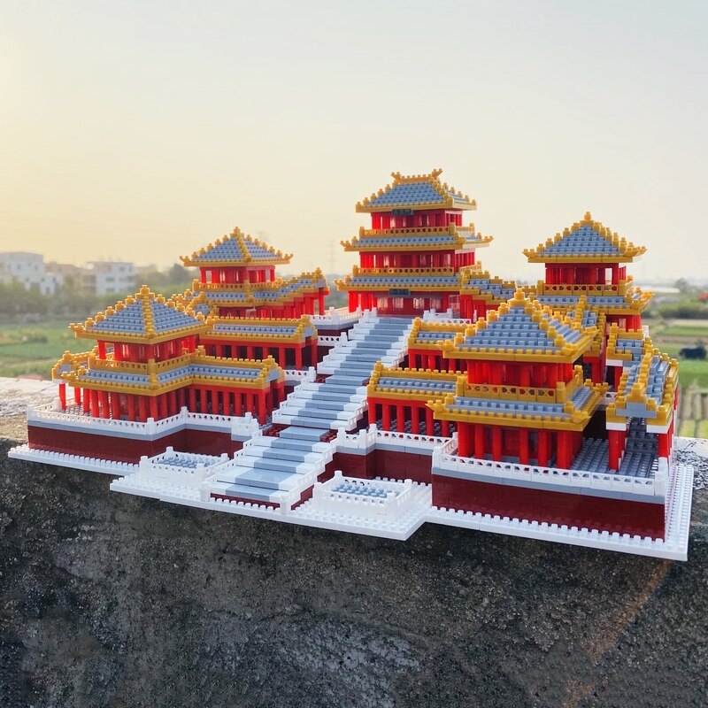 Lezi 8019 World Architecture Ancient Epang Palace Imperial Pavilion Mini Diamond Blocks Bricks Building Toy for Children no Box 2