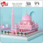 Lezi 8188 World Architecture Masjid Putra Mosque Pink Church Palace Mini Diamond Blocks Bricks Building Toy for Children no Box 1