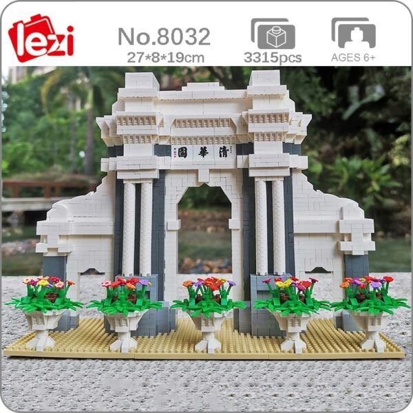 Lezi 8032 World Architecture Tsinghua University School College Gate Mini Diamond Blocks Bricks Building Toy for Children no Box 1