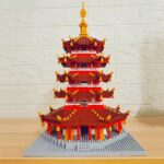 Lezi 8023 World Architecture Leifeng Tower West Lake Pagoda 3D Model Mini Diamond Blocks Bricks Building Toy for Children no Box 3