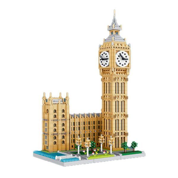 Lezi 8190 World Architecture London Elizabeth Tower Big Ben Tree DIY Mini Diamond Blocks Bricks Building Toy for Children no Box 6