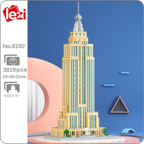 Lezi 8192 World Architecture New York Empire State Building 3D Model Mini Diamond Blocks Bricks Building Toy for Children no Box 1