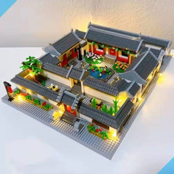 Lezi 8055 World Architecture Quadrangle Dwellings Courtyard House 3D Mini Diamond Blocks Bricks Building Toy for Children no Box 5