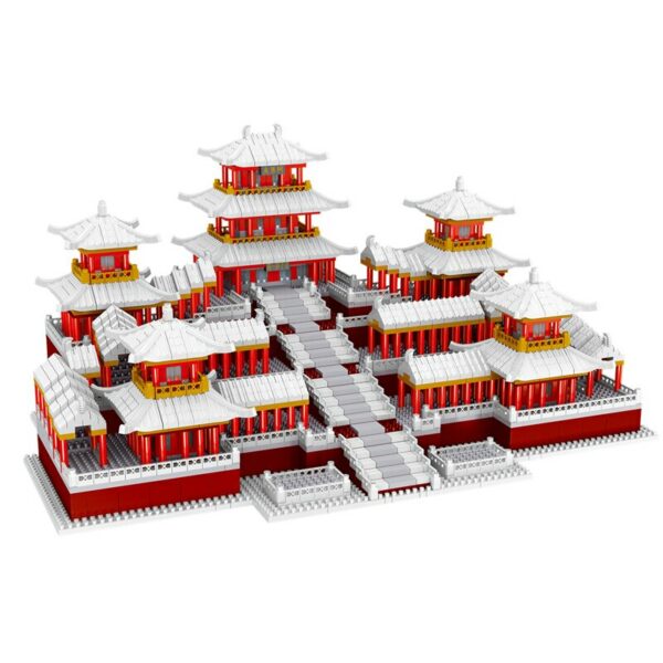 Lezi 8224 World Architecture Ancient Winter Snow Epang Palace Model Mini Diamond Blocks Bricks Building Toy for Children no Box 6