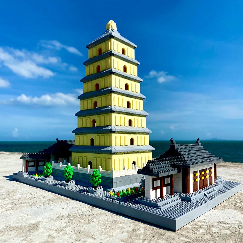 Lezi 8185 World Architecture China Ancient Wild Goose Pagoda Tower Mini Diamond Blocks Bricks Building Toy for Children no Box 2
