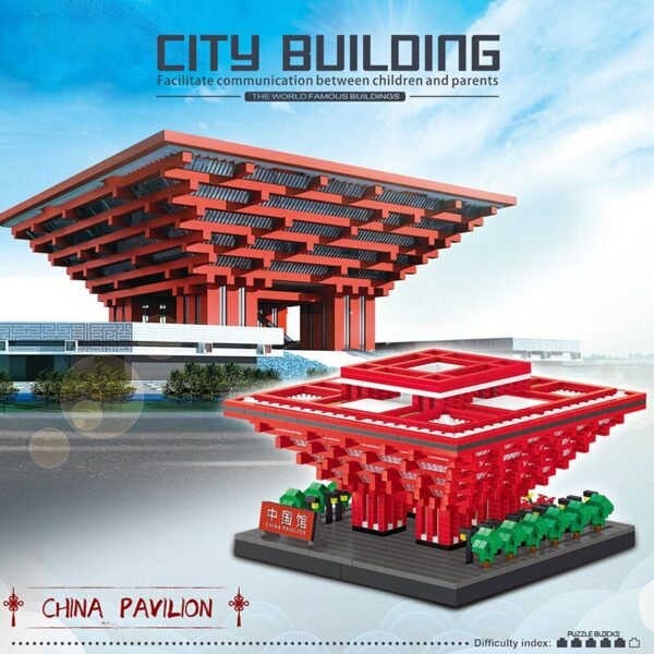 Lezi 8198 World Architecture China National Pavilion Art Palace DIY Mini Diamond Blocks Bricks Building Toy for Children no Box 5