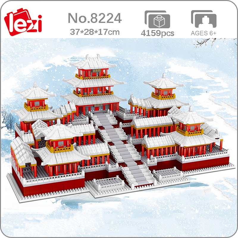 Lezi 8224 World Architecture Ancient Winter Snow Epang Palace Model Mini Diamond Blocks Bricks Building Toy for Children no Box 1