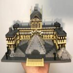 Lezi 8040 World Architecture Paris Louvre Museum Fountain Square DIY Mini Diamond Blocks Bricks Building Toy for Children no Box 6