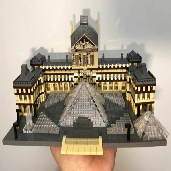 Lezi 8040 World Architecture Paris Louvre Museum Fountain Square DIY Mini Diamond Blocks Bricks Building Toy for Children no Box 6