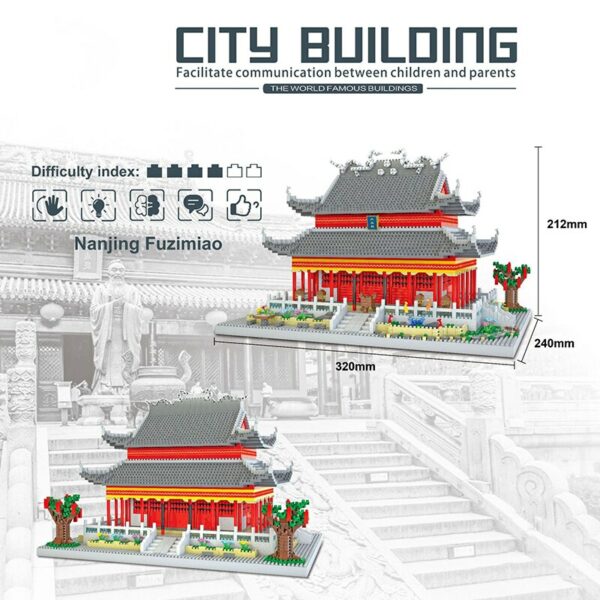 Lezi 8054 World Architecture Nanjing Confucius Temple Palace Model Mini Diamond Blocks Bricks Building Toy for Children no Box 2