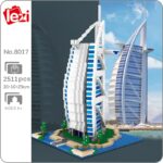 Lezi 8017 World Architecture Dubai Burj Al Arab Hotel Tower Sea DIY Mini Diamond Blocks Bricks Building Toy for Children no Box 1
