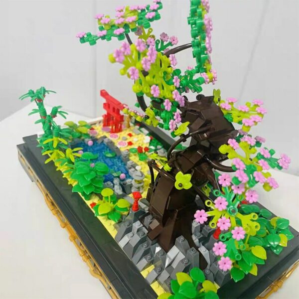 Lezi Architecture Pot Plant Sakura Peach Pine Pagoda Tree Flower Garden DIY Mini Blocks Bricks Building Toy for Children no Box 6