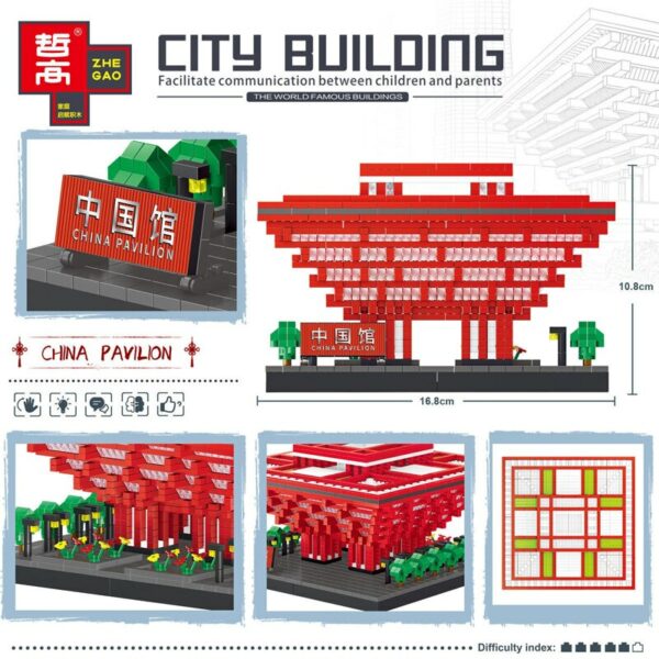 Lezi 8198 World Architecture China National Pavilion Art Palace DIY Mini Diamond Blocks Bricks Building Toy for Children no Box 4