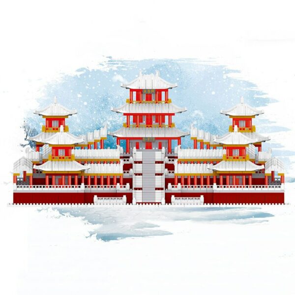 Lezi 8224 World Architecture Ancient Winter Snow Epang Palace Model Mini Diamond Blocks Bricks Building Toy for Children no Box 3