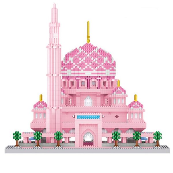 Lezi 8188 World Architecture Masjid Putra Mosque Pink Church Palace Mini Diamond Blocks Bricks Building Toy for Children no Box 4