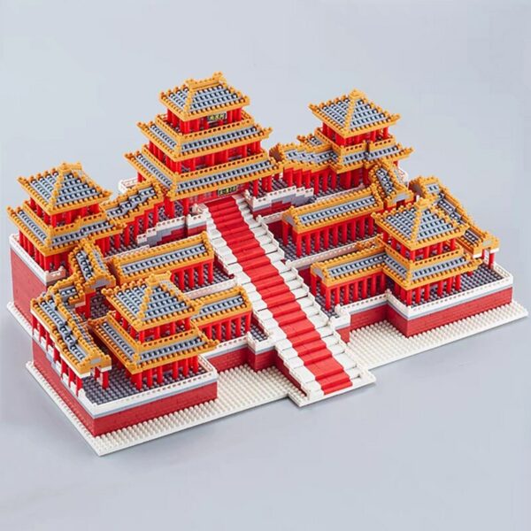 Lezi 8019 World Architecture Ancient Epang Palace Imperial Pavilion Mini Diamond Blocks Bricks Building Toy for Children no Box 4