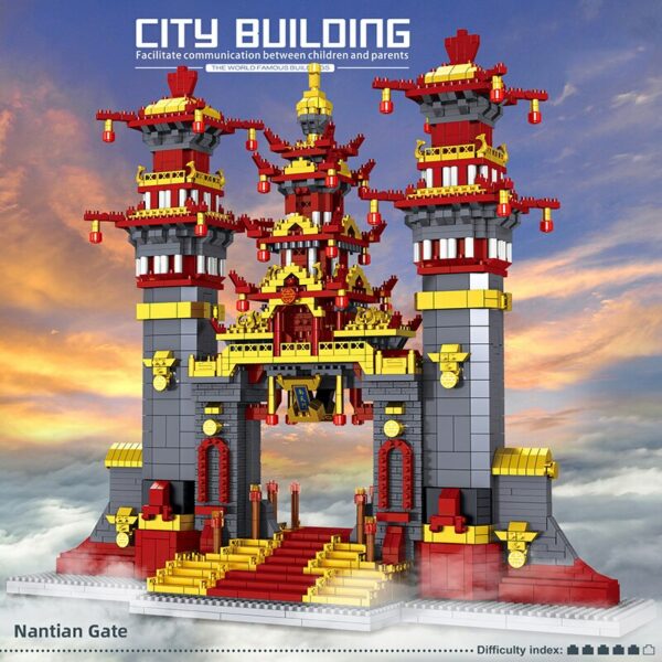 Lezi 8041 World Architecture Ancient Journey to West Nantian Gate 3D Mini Diamond Blocks Bricks Building Toy for Children no Box 2