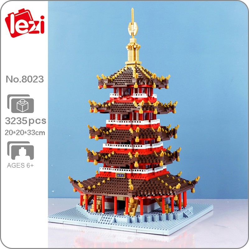 Lezi 8023 World Architecture Leifeng Tower West Lake Pagoda 3D Model Mini Diamond Blocks Bricks Building Toy for Children no Box 1