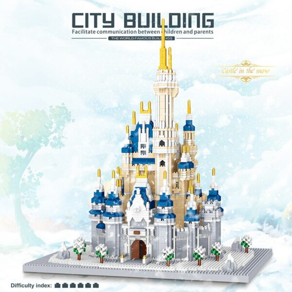 Lezi 8189 World Architecture Snow Castle Palace Tower Winter Tree 3D Mini Diamond Blocks Bricks Building Toy for Children no Box 3