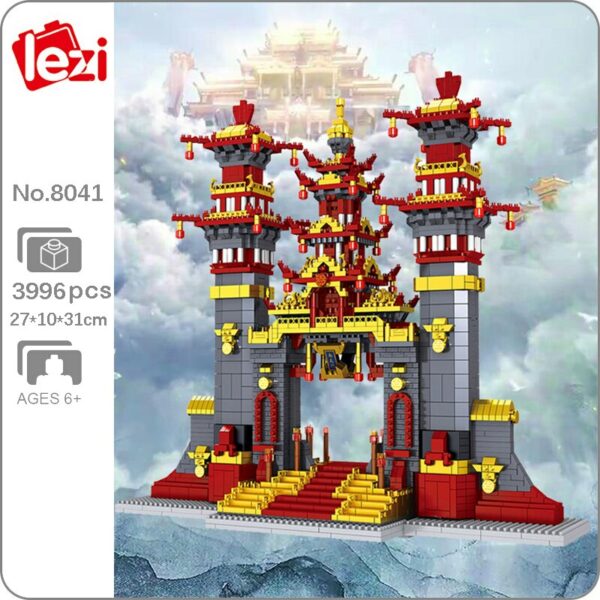 Lezi 8041 World Architecture Ancient Journey to West Nantian Gate 3D Mini Diamond Blocks Bricks Building Toy for Children no Box 1