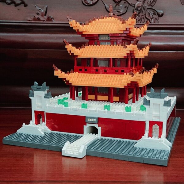 Lezi 8015 World Architecture Yueyang Tower Pavilion Wall Bridge DIY Mini Diamond Blocks Bricks Building Toy for Children no Box 3