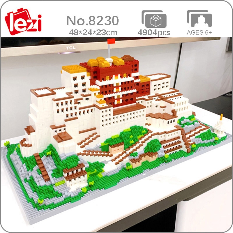 Lezi 8230 World Architecture Lhasa Potala Palace Flag Mountain Model Mini Diamond Blocks Bricks Building Toy for Children no Box 1