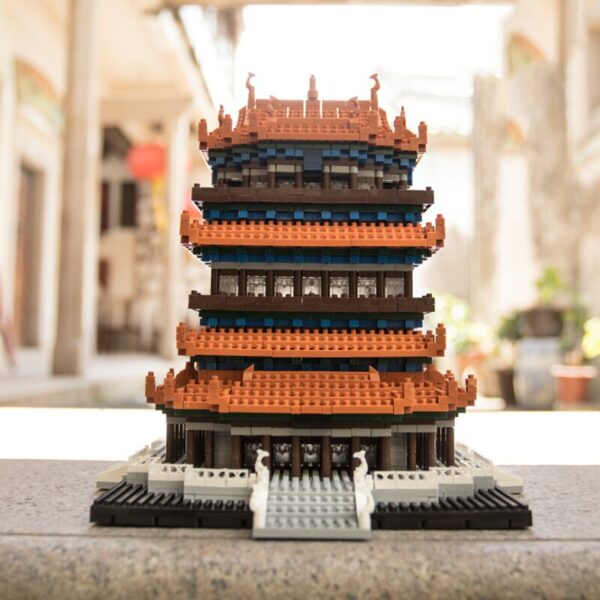 Lezi 8009 World Architecture China Ancient Guanque Tower Pavilion 3D Mini Diamond Blocks Bricks Building Toy for Children no Box 6