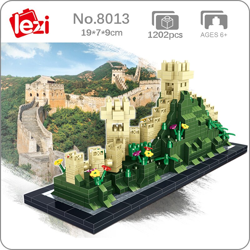 Lezi 8013 World Architecture China Ancient Great Wall Tree Flower 3D Mini Diamond Blocks Bricks Building Toy for Children no Box 1
