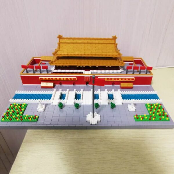 Lezi 8016 World Architecture China Tiananmen Square Flag River Model Mini Diamond Blocks Bricks Building Toy for Children no Box 4