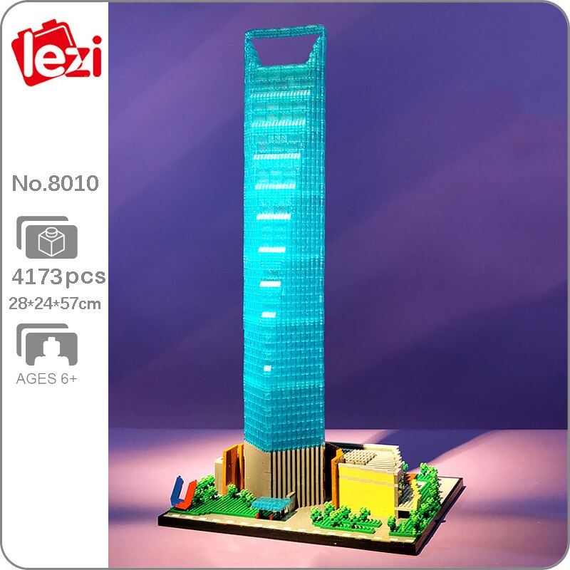 Lezi 8010 Architecture Shanghai World Financial Center Tree 3D Model Mini Diamond Blocks Bricks Building Toy for Children no Box 1