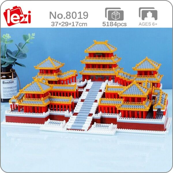 Lezi 8019 World Architecture Ancient Epang Palace Imperial Pavilion Mini Diamond Blocks Bricks Building Toy for Children no Box 1
