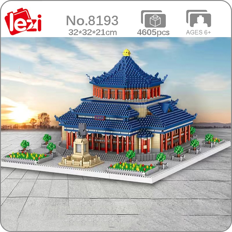 Lezi 8193 World Architecture Sun Yat-sen Memorial Hall Statue Palace Mini Diamond Blocks Bricks Building Toy for Children no Box 1