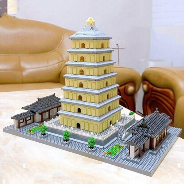 Lezi 8185 World Architecture China Ancient Wild Goose Pagoda Tower Mini Diamond Blocks Bricks Building Toy for Children no Box 5