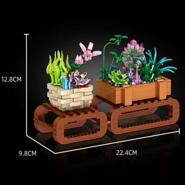 Lezi 00901 Pot Plant Succulents Orchid Camellia Grass Flower Shelf Model DIY Mini Blocks Bricks Building Toy for Children no Box 4